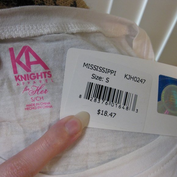 NWT KA Knights white red Ole Miss Rebels tee t shirt top S small - Picture 5 of 5